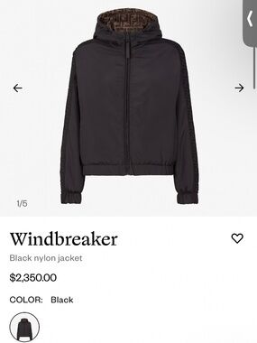 FENDI windbreaker double sided nylon jacket